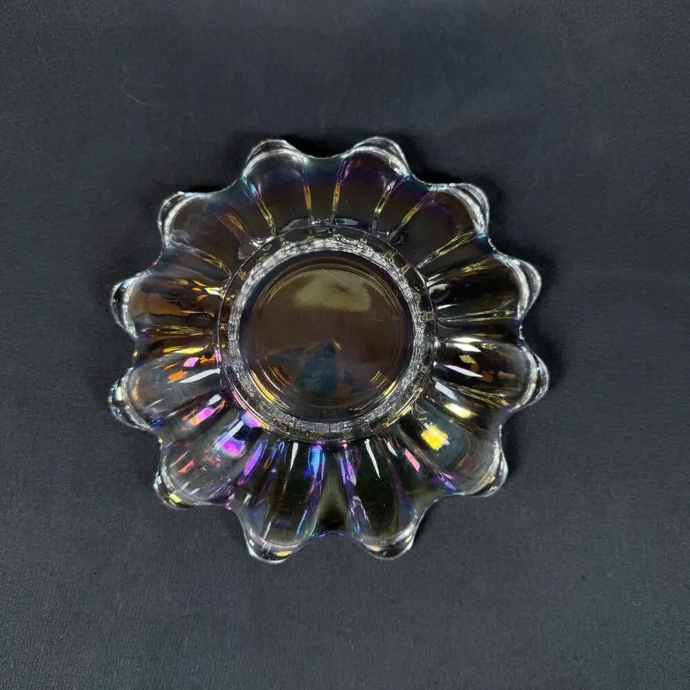 Lot of 2 Vintage Federal Glass Company Iridescent Celestial plate bowl 5.5